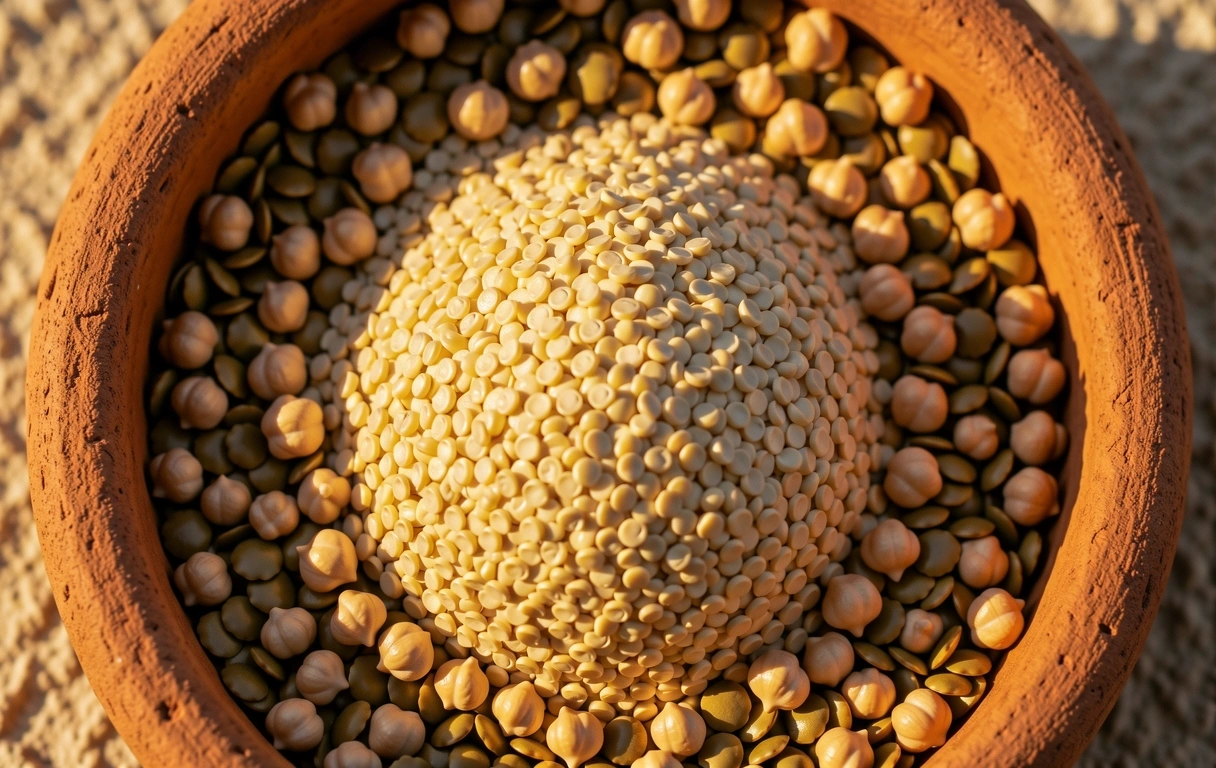 Legumbres frescas y cereales integrales
